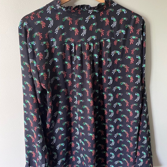 Ruffle Trim Peacock Blouse - Picture 2 of 4